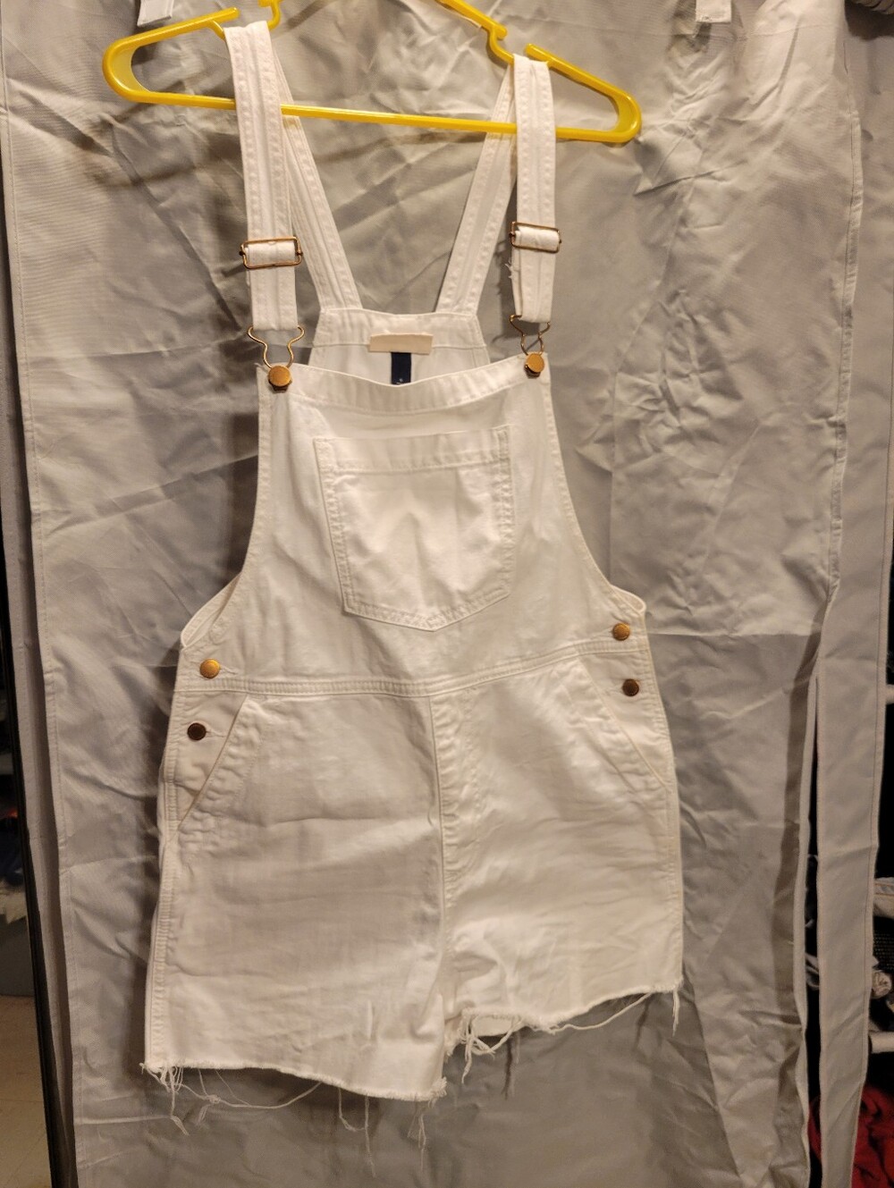 White Denim Short Overalls